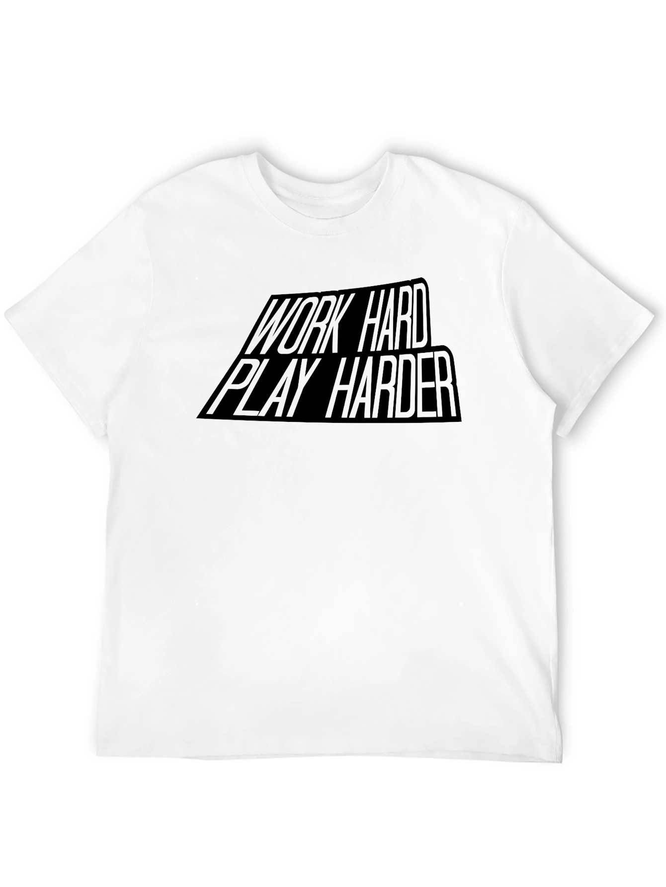 Black Work Hard Play Harder Black Graphic Tee view 12