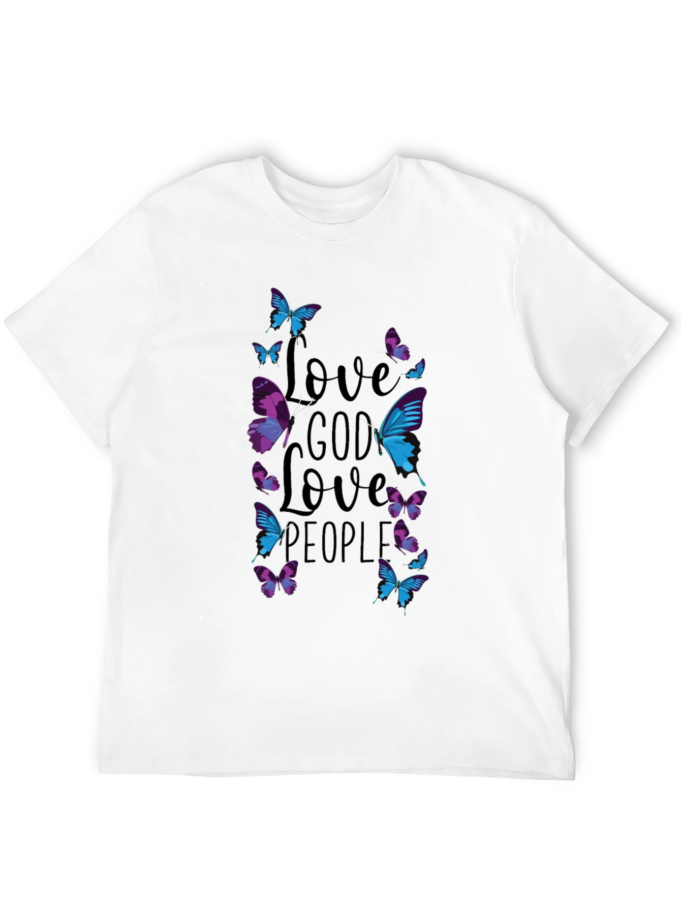 Black Love God Love People Butterfly T-Shirt view 12