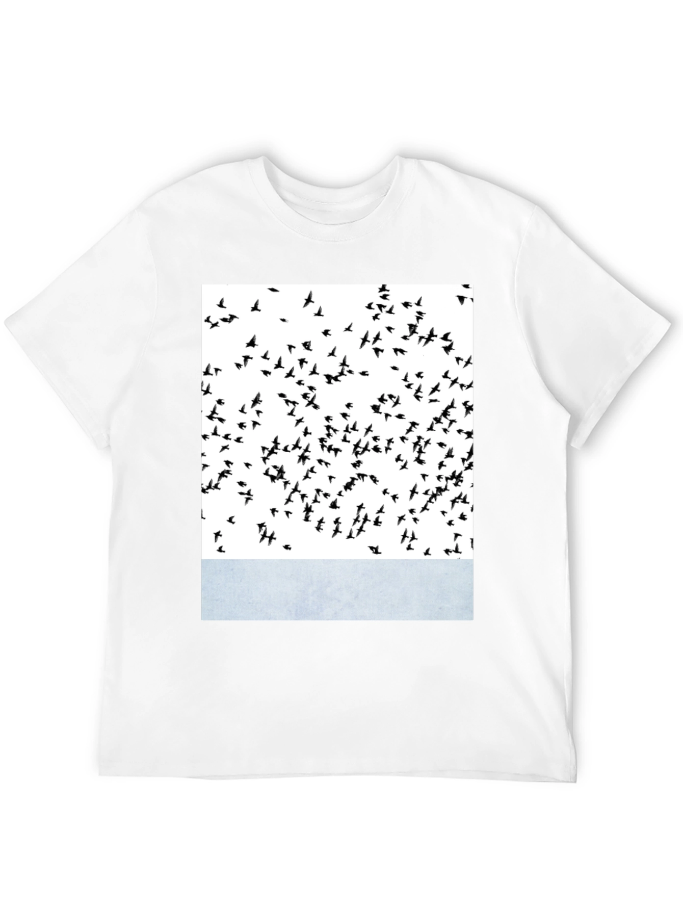 Black Abstract Bird Print Crew Neck T-Shirt view 12