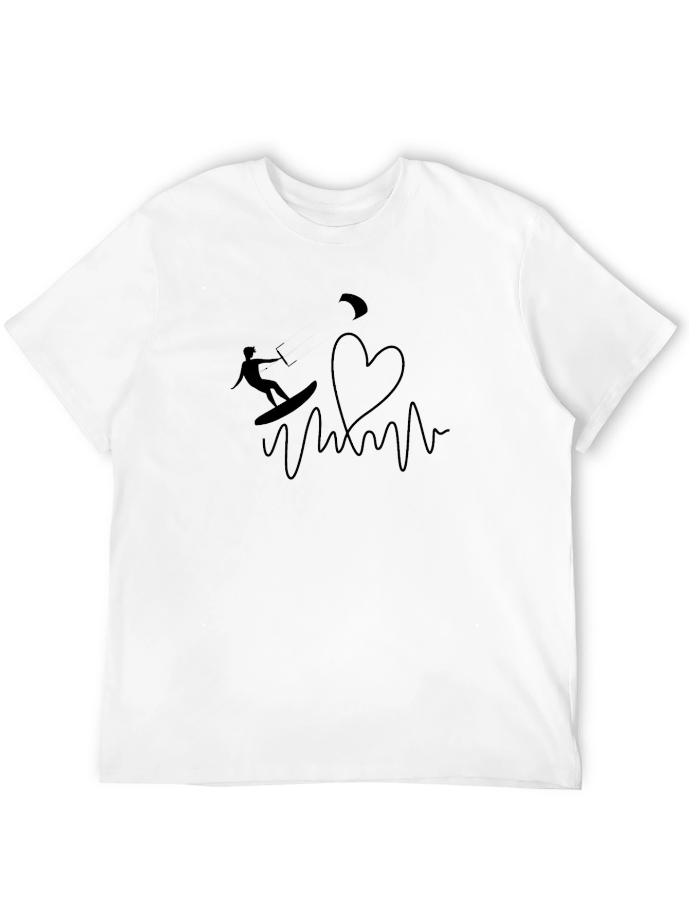 Black Kite Surfing Heartbeat Graphic T-Shirt - Black view 12