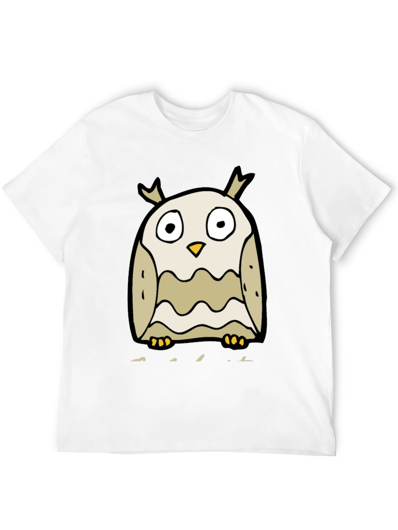 Cartoon Owl Graphic Tee - Black Cotton Blend - 12