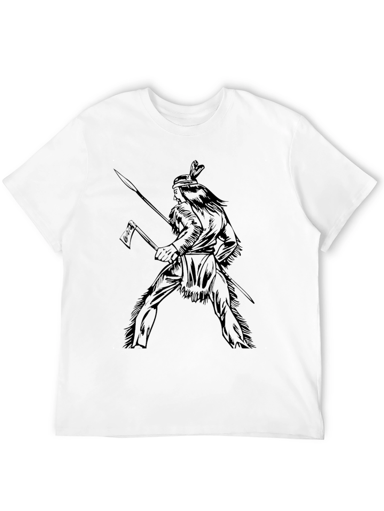 Black Native American Warrior Graphic T-Shirt - Black view 12