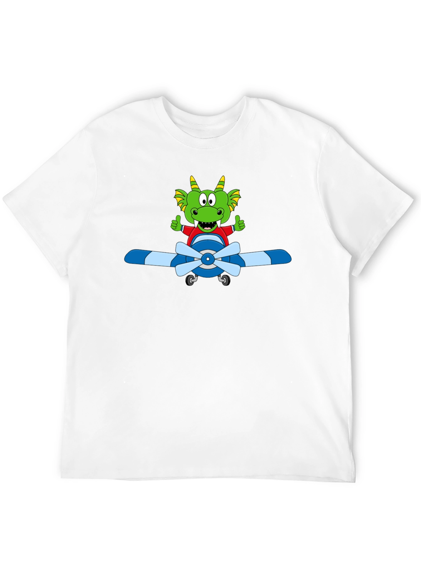 Black Cartoon Dragon Pilot T-Shirt view 12