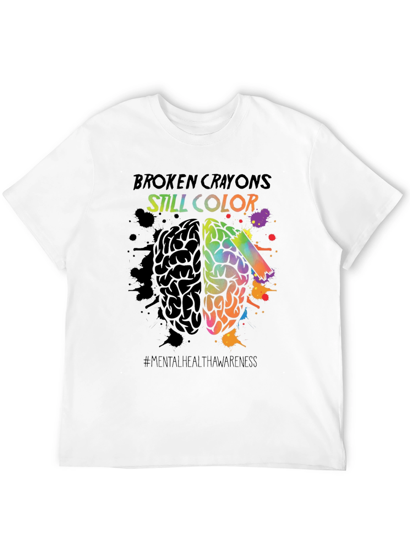 Black Broken Crayons Still Color T-Shirt Mental Health Awareness view 12