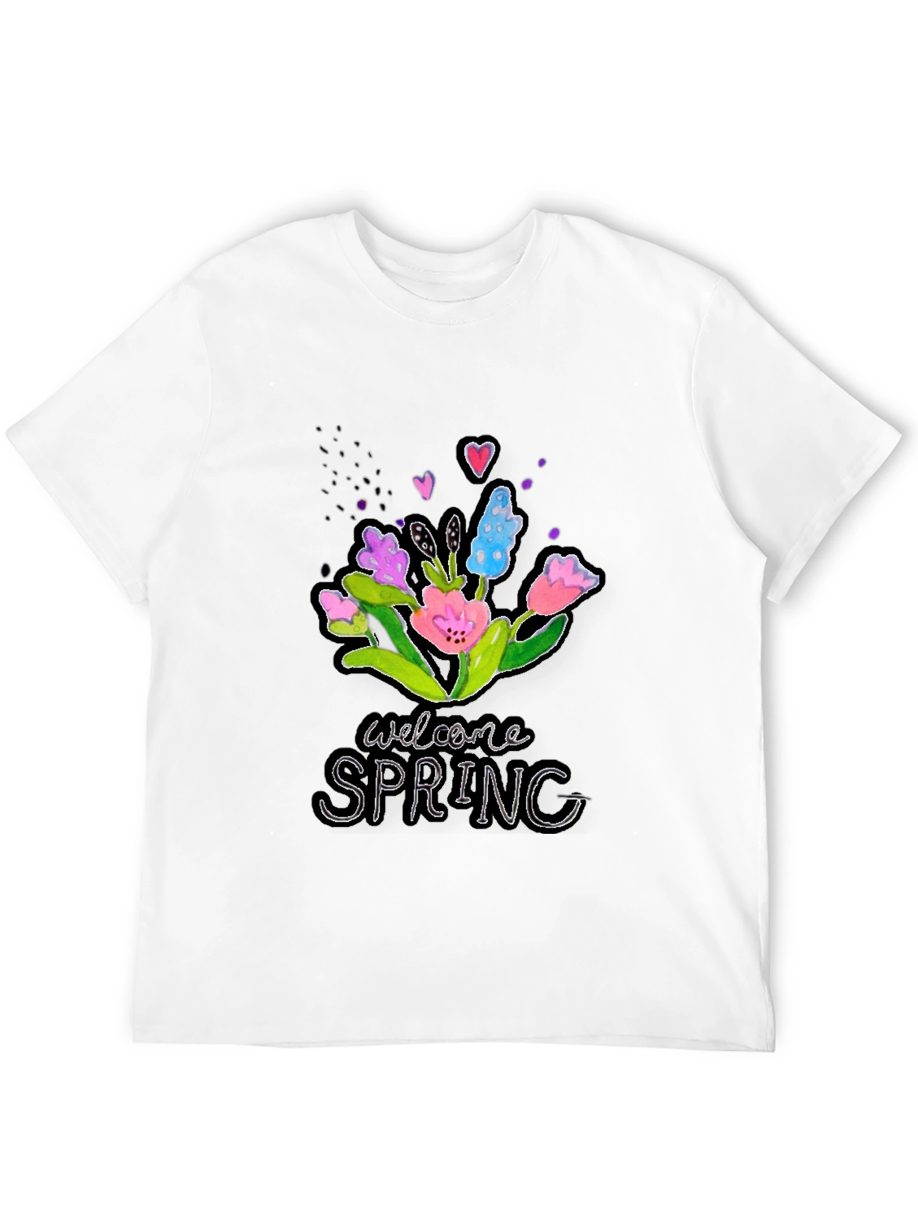 Black Welcome Spring Floral Graphic T-Shirt view 12