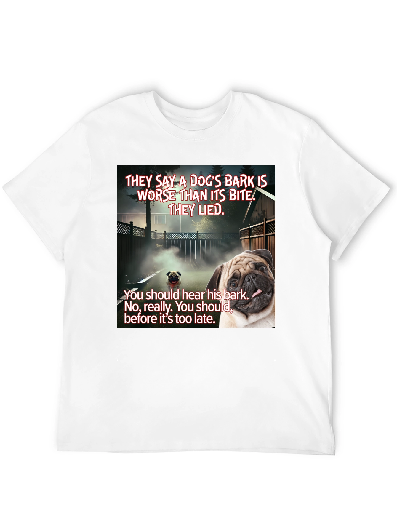 Black Dog's Bark Pug Graphic T-Shirt view 12