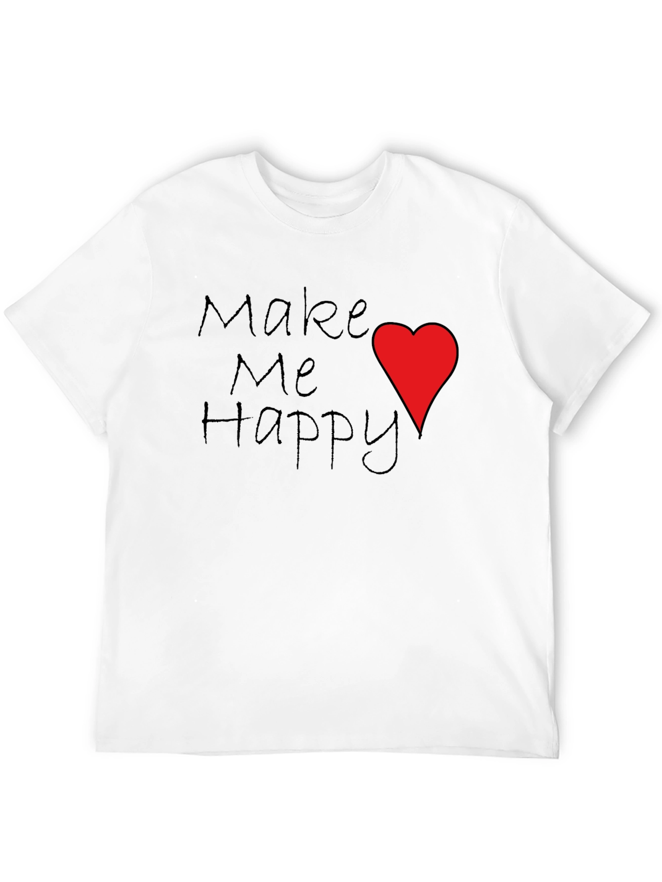Black Make Me Happy T-Shirt Red Heart Black Tee view 12