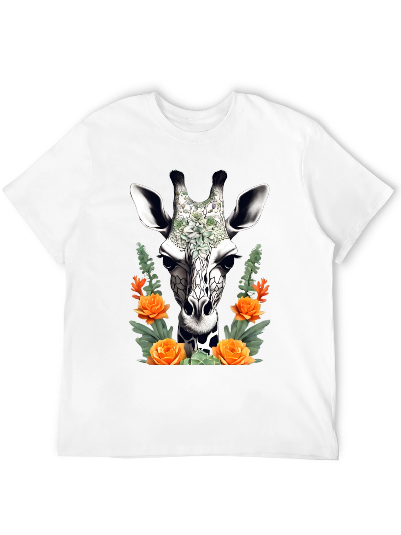 Black Floral Giraffe T-Shirt - Unique Animal Graphic Tee view 12