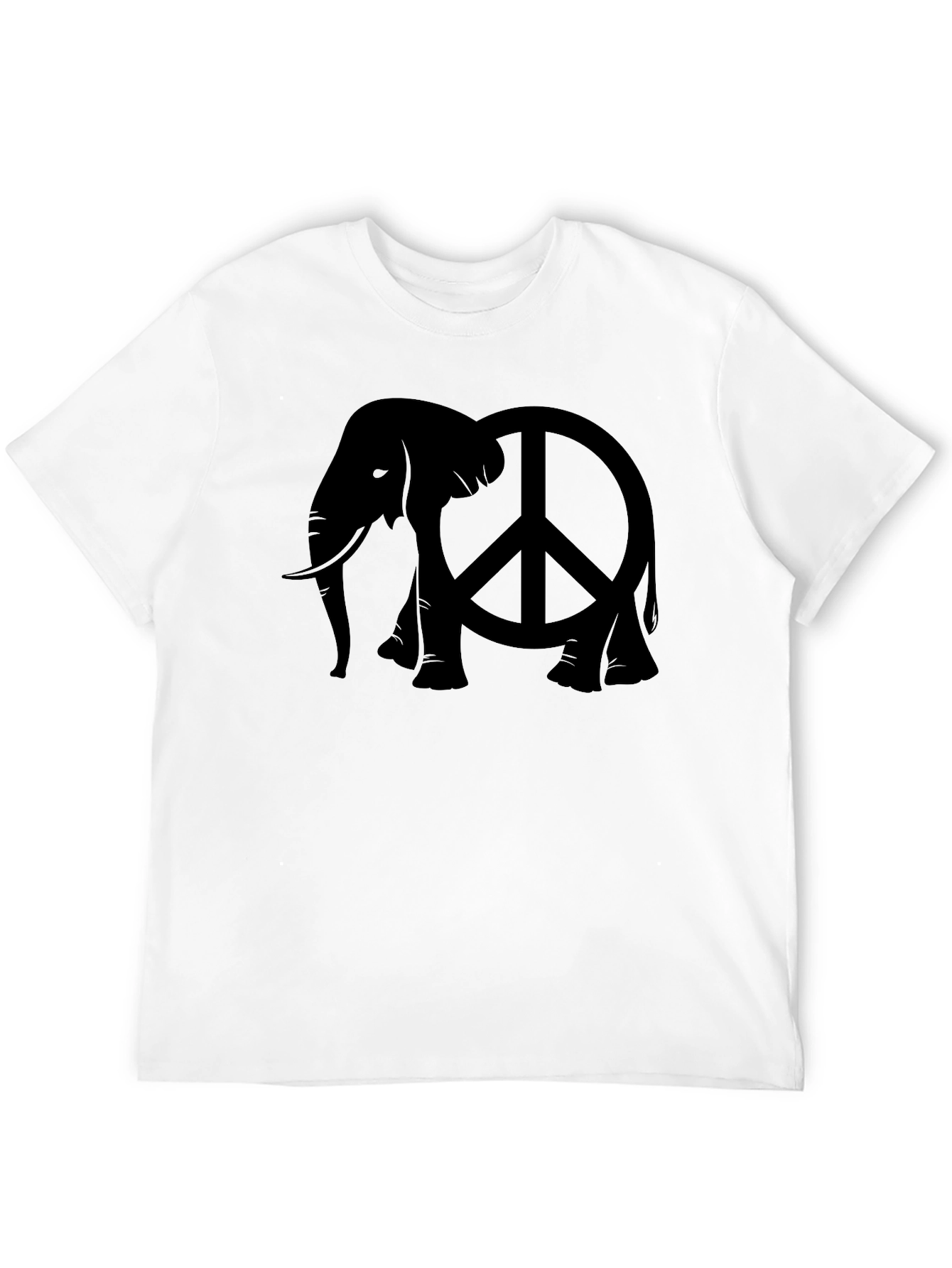 Black Elephant Peace Sign Black T-Shirt view 12