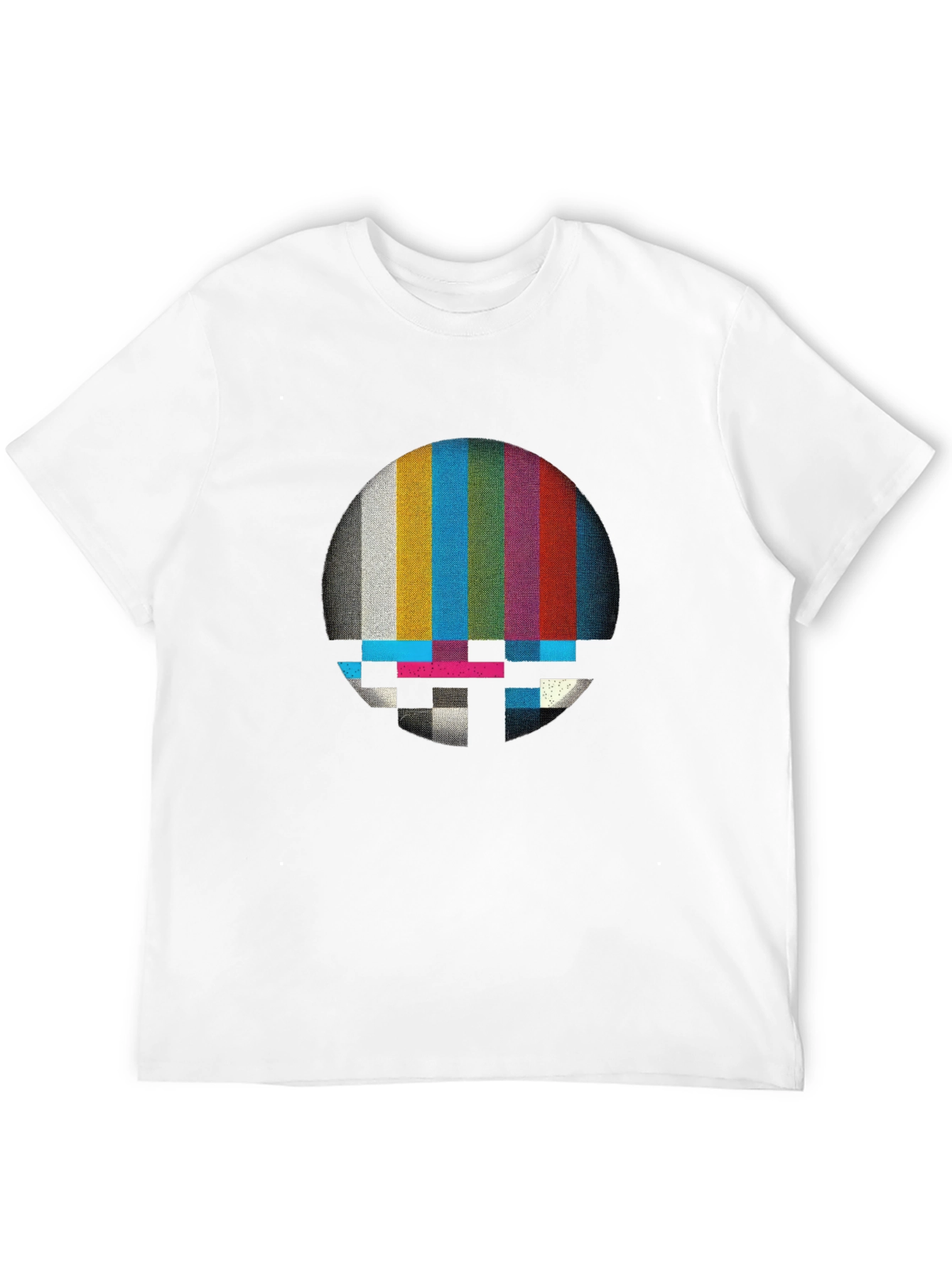 Black Retro Glitch T-Shirt - Vintage TV Test Pattern view 12