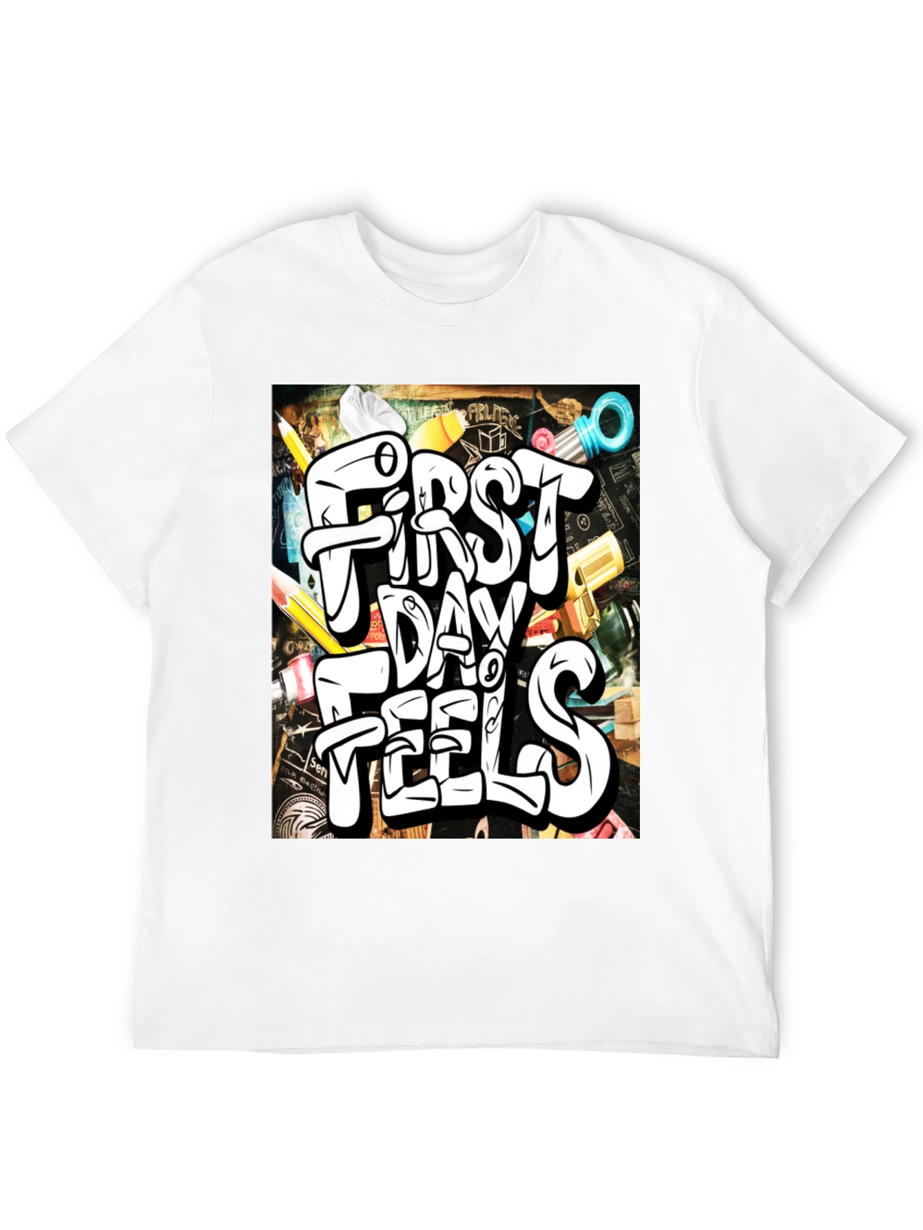Black First Day Feels Graphic Tee - Cool Back-to-School T-Shirt view 12
