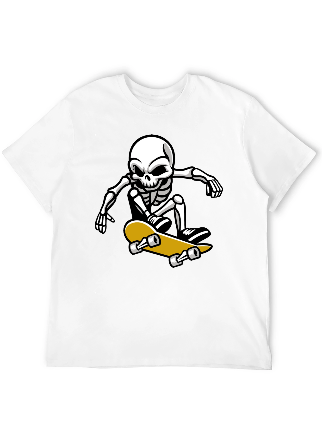 Black Cool Skeleton Skateboarder Graphic T-Shirt view 12