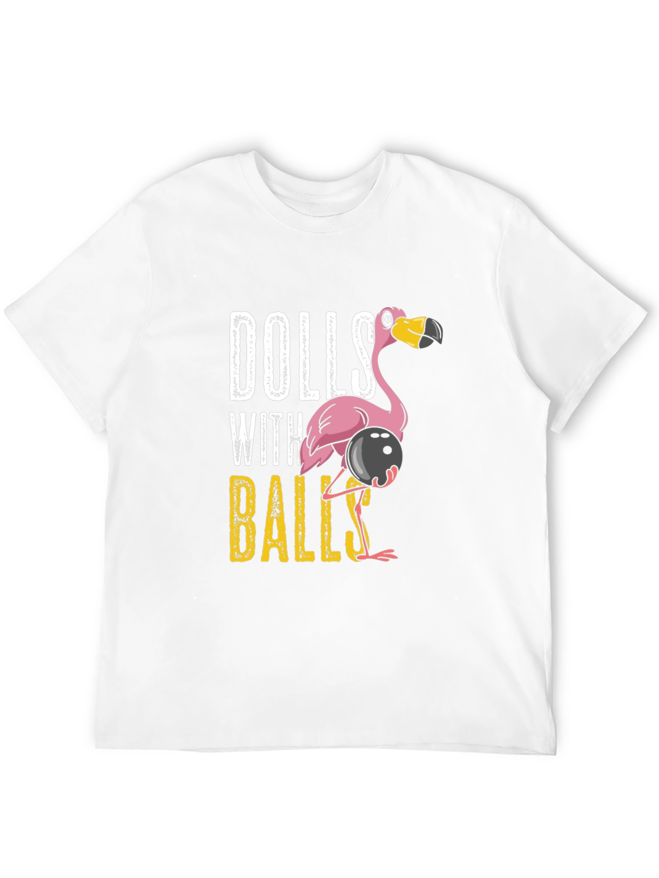 Black Dolls With Balls Flamingo Bowling Graphic T-Shirt view 12