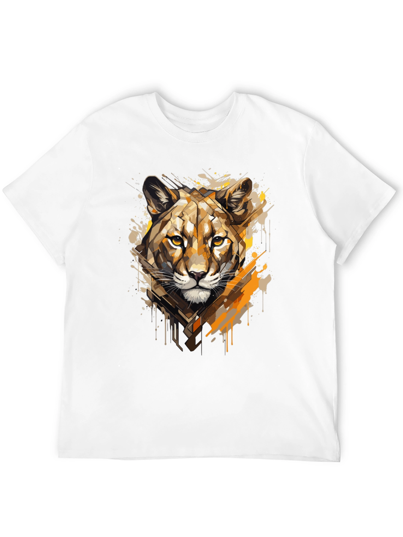 Black Abstract Geometric Puma Graphic Tee - Black view 12