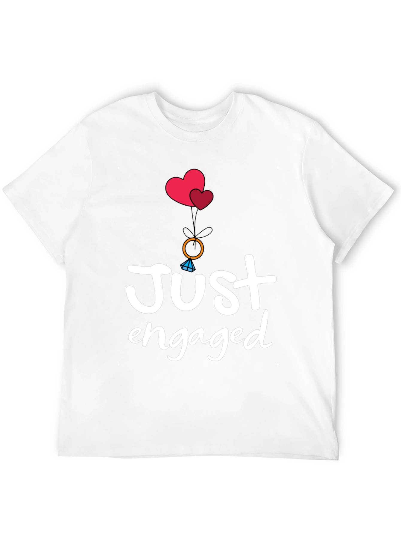 Black Just Engaged T-Shirt - Romantic Graphic Tee view 12