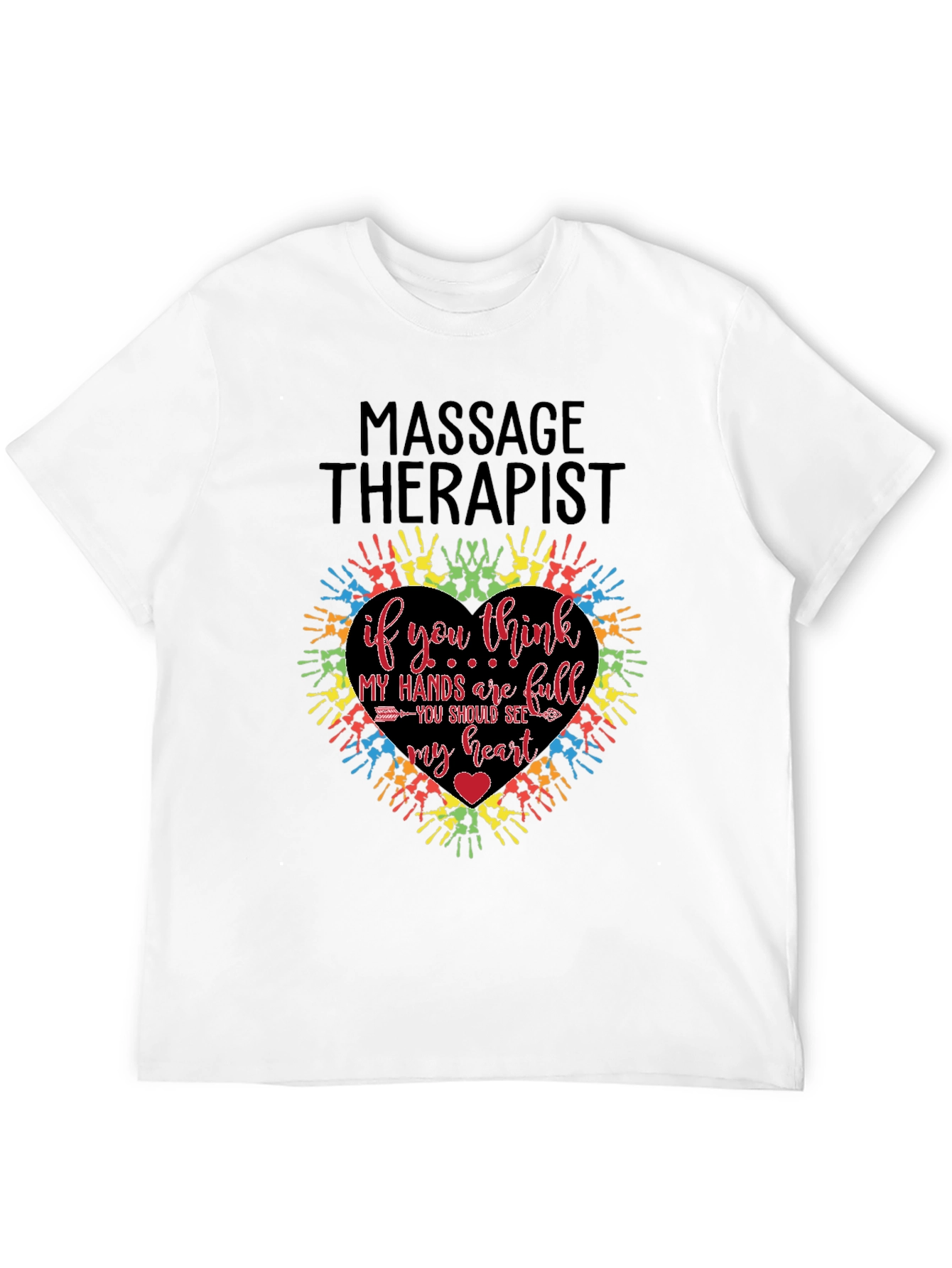 Black Massage Therapist Heart Hands T-Shirt view 12