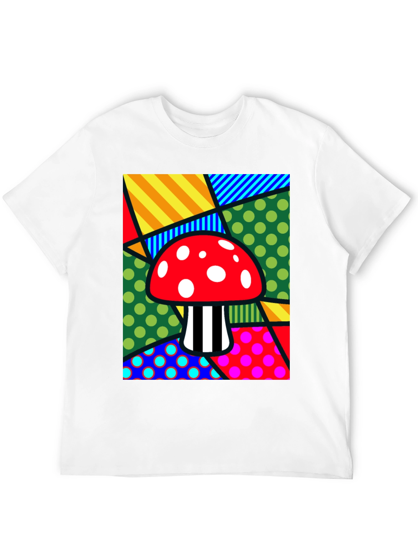 Black Funky Mushroom T-Shirt - Abstract Pop Art Design view 12