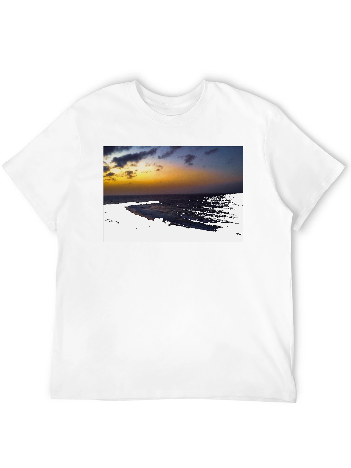Black Ocean Sunset Graphic Tee - Black Cotton T-Shirt view 12