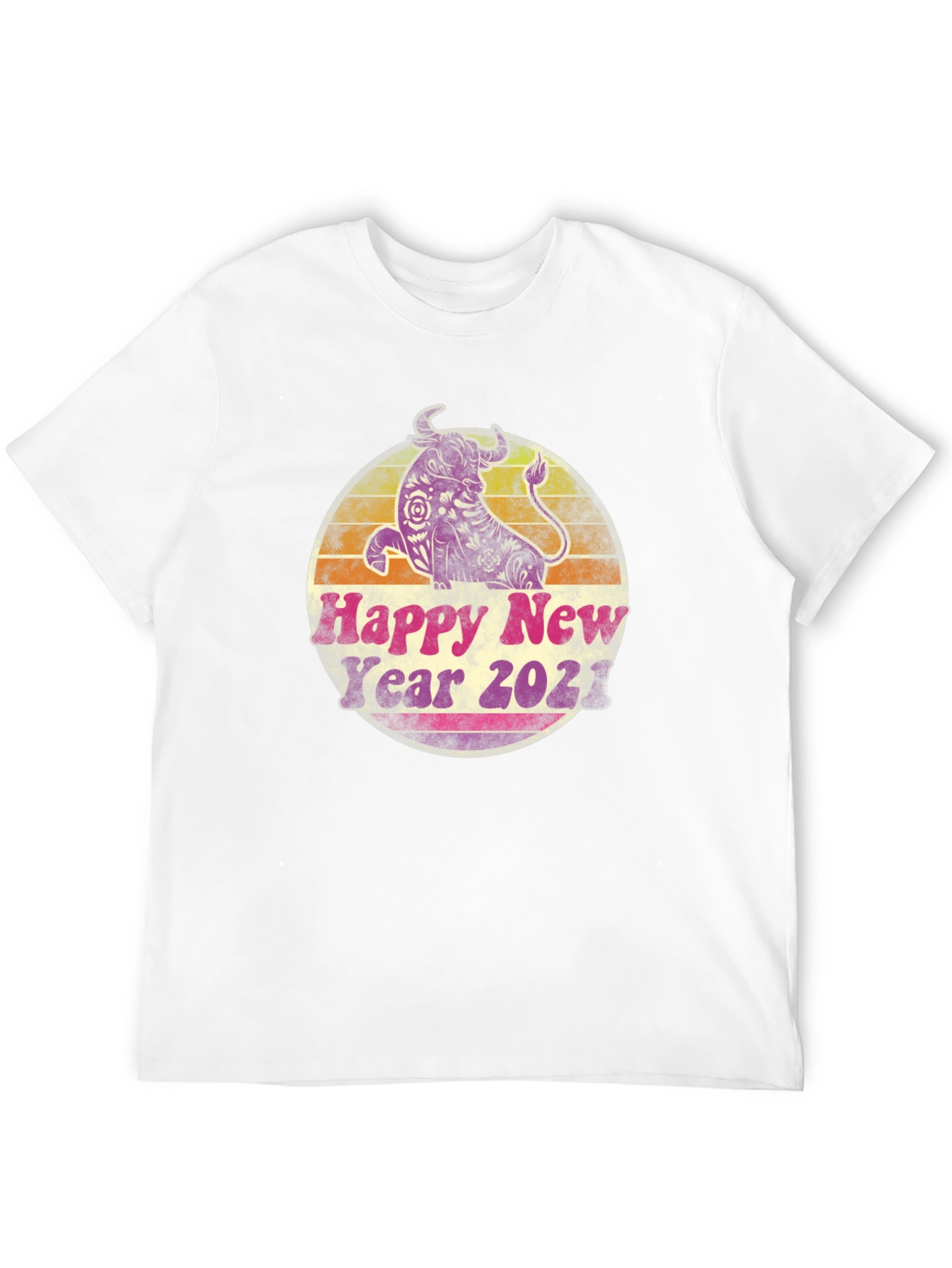 Black Happy New Year 2021 Bull Graphic Tee view 12