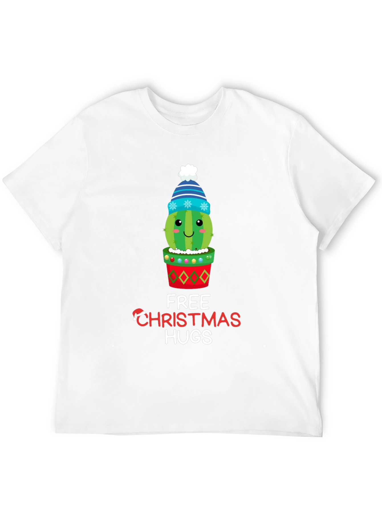 Black Festive Cactus Christmas Hugs T-Shirt view 12