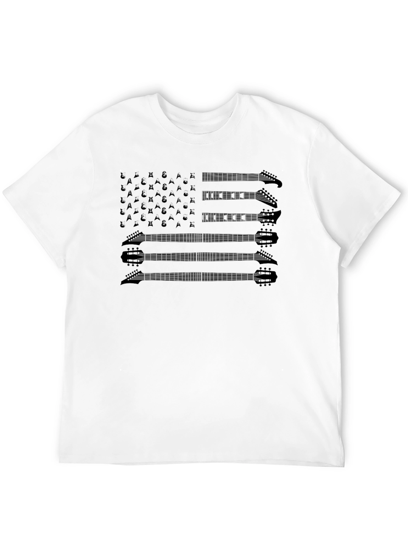 Black Guitar American Flag Graphic T-Shirt view 12
