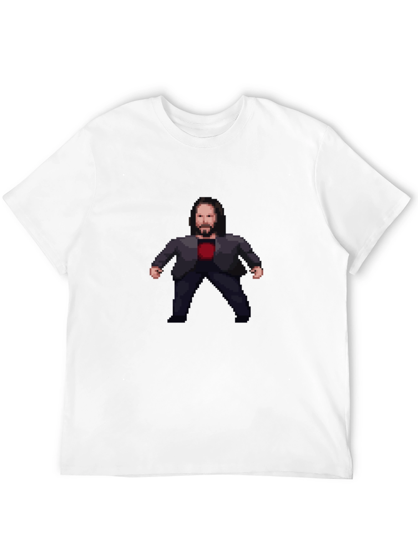 Black Pixel Art John Wick Inspired Black T-Shirt view 12