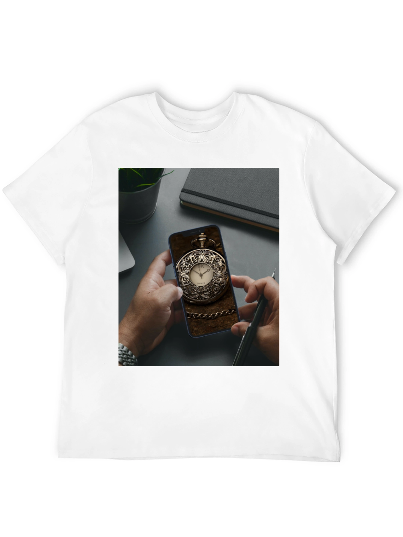 Black Pocket Watch Phone Case Tee view 12