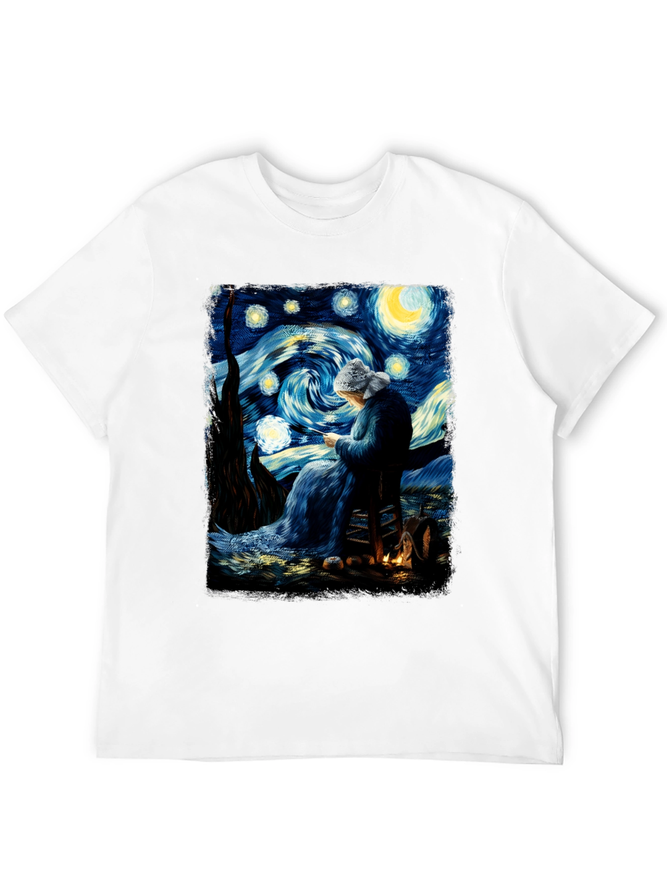 Black Starry Night Knitting T-Shirt view 12