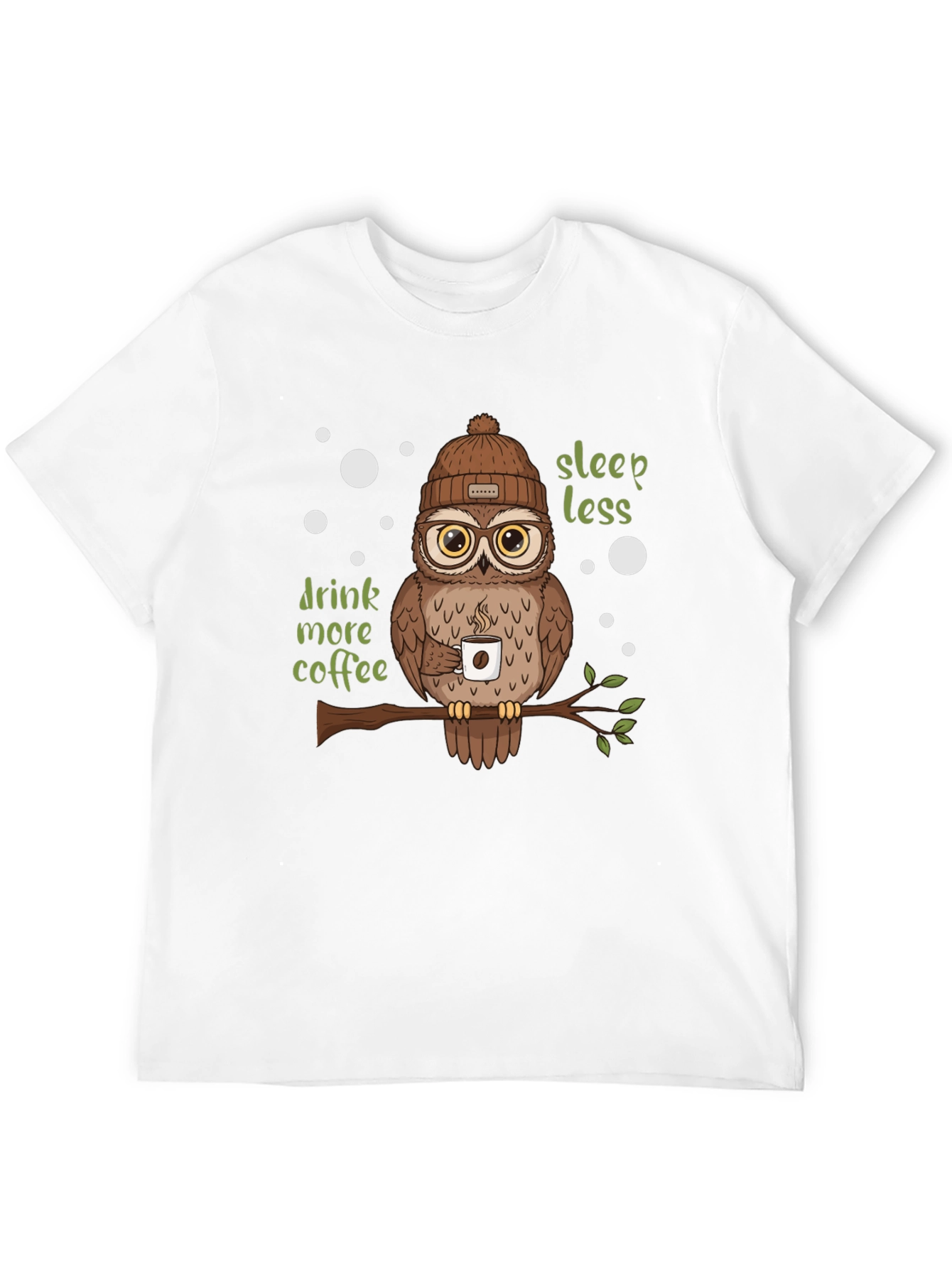 Black Owl Lover T-Shirt - Sleep Less Drink More Coffee view 12