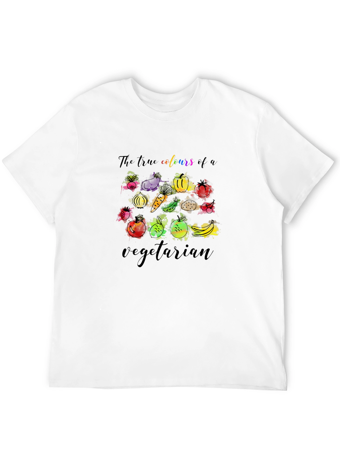 Black Vegetarian T-Shirt - True Colors Graphic Tee view 12