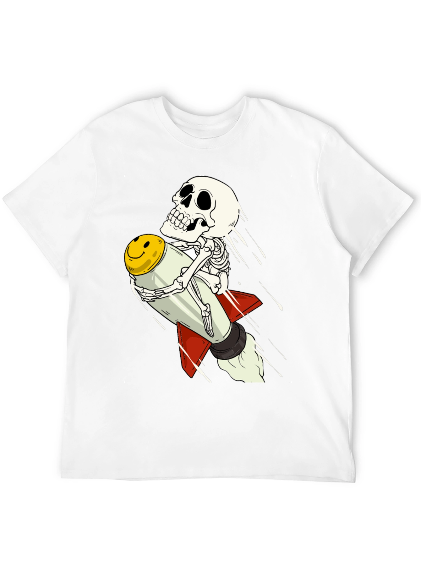 Black Skeleton Rocket Rider T-Shirt - Black Cotton Tee view 12