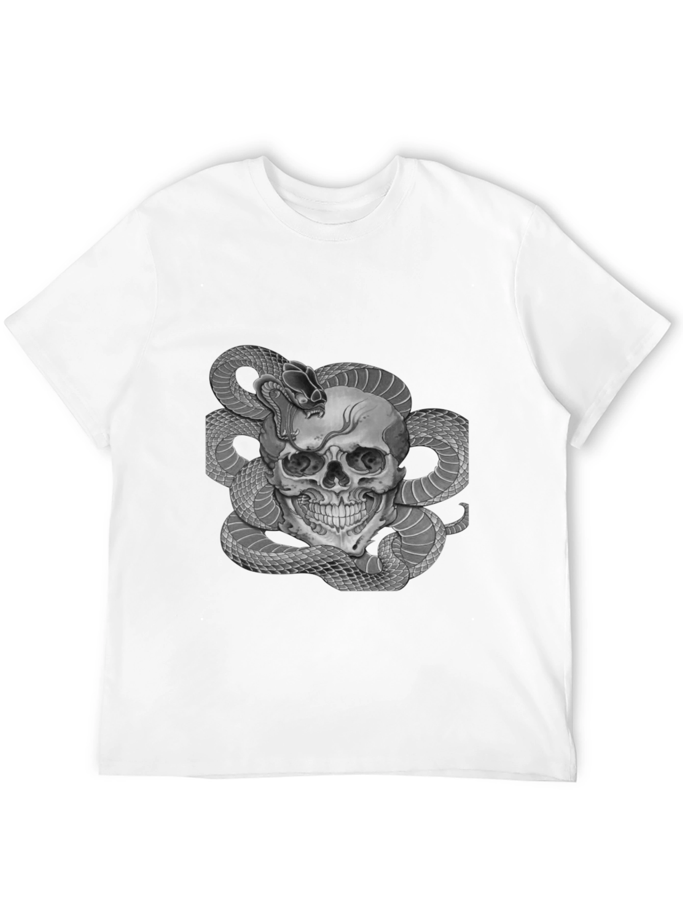 Black Skull & Snake Graphic Tee - Men's Black T-Shirt view 12