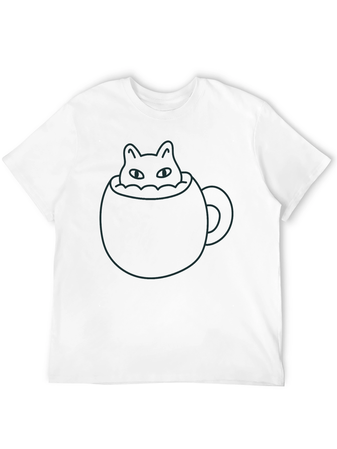 Black Cat in a Cup T-Shirt - Minimalist Design, Black view 12