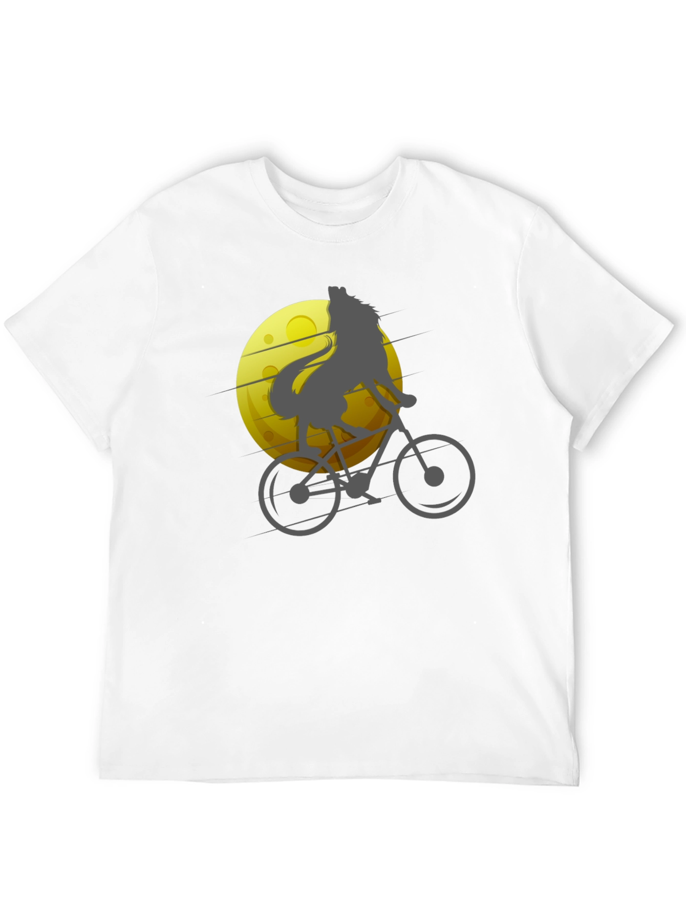 Black Wolf Riding Bike T-Shirt - Moon Graphic Tee view 12