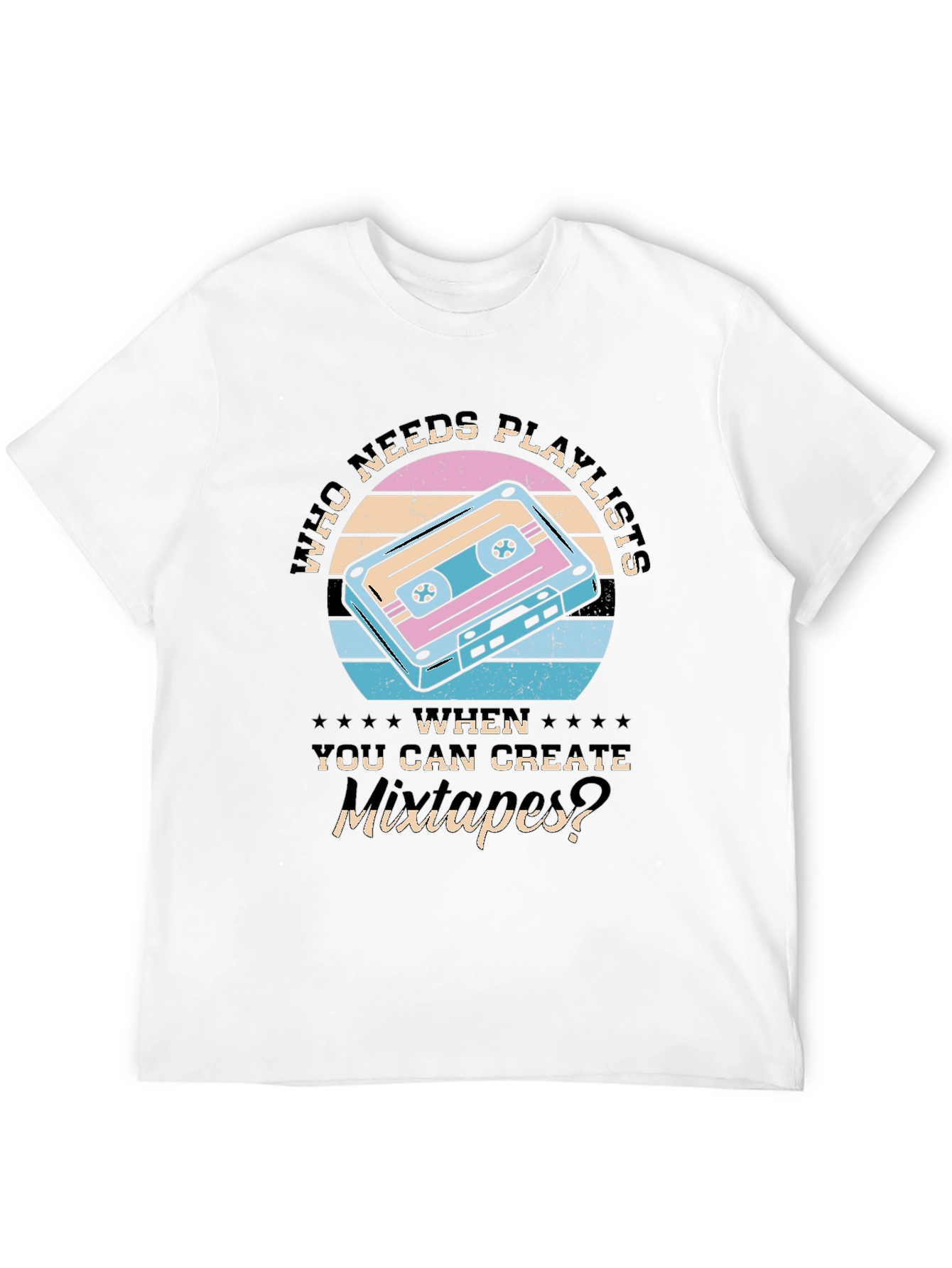 Black Retro Mixtape T-Shirt - Who Needs Playlists? view 12