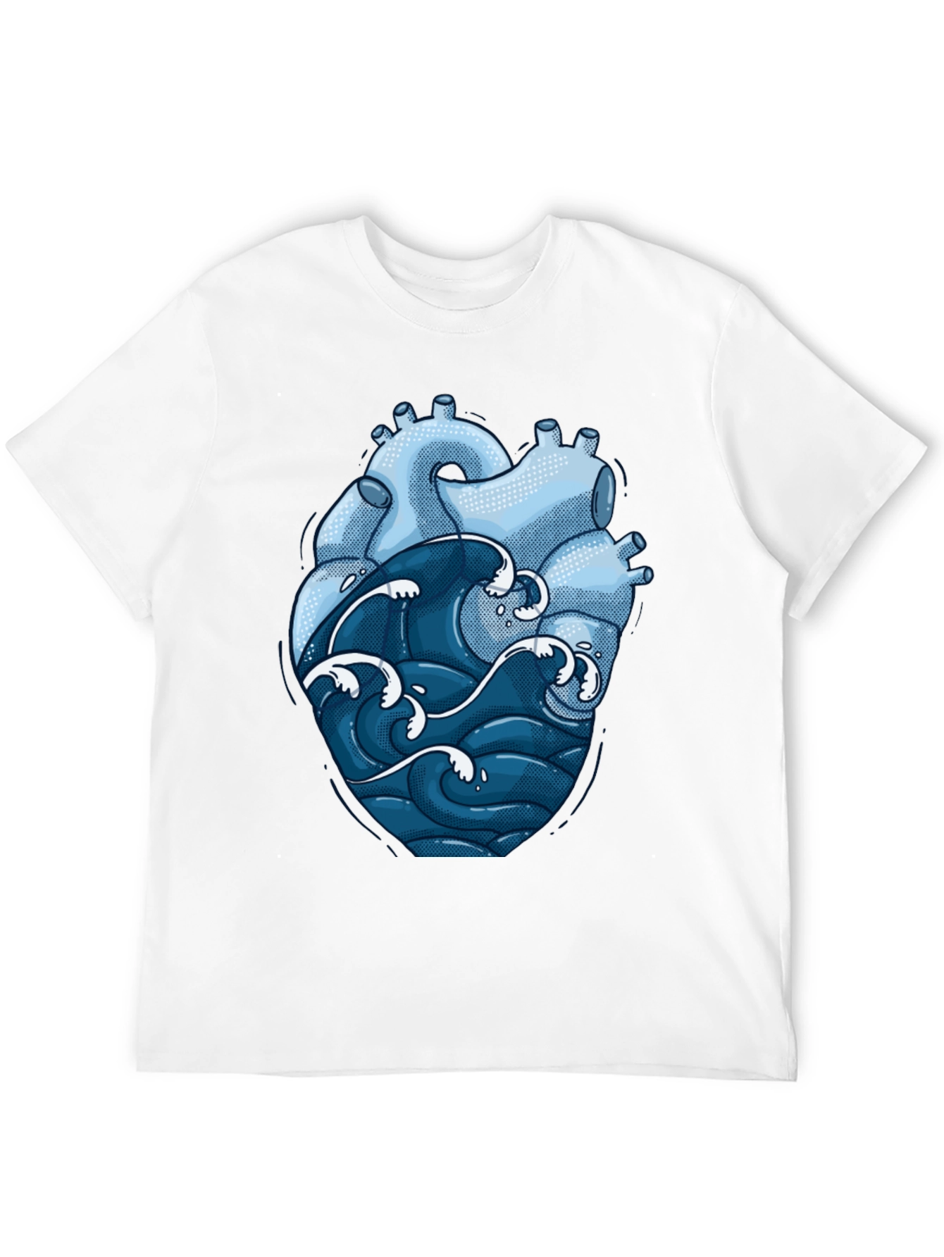 Black Anatomical Heart & Ocean Wave Graphic Tee view 12
