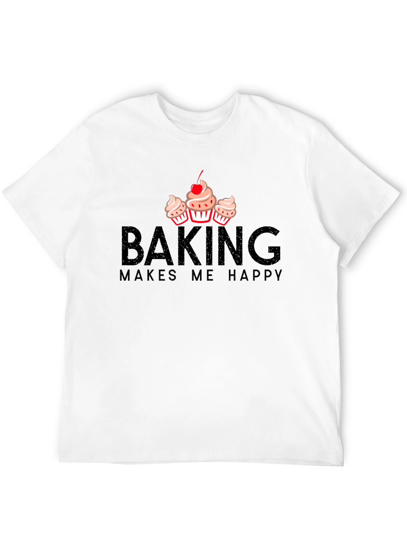 Black Baking Makes Me Happy T-Shirt - Cupcake Design view 12