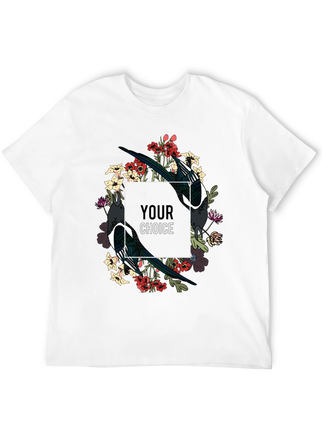 Black Floral Bird Graphic T-Shirt view 12