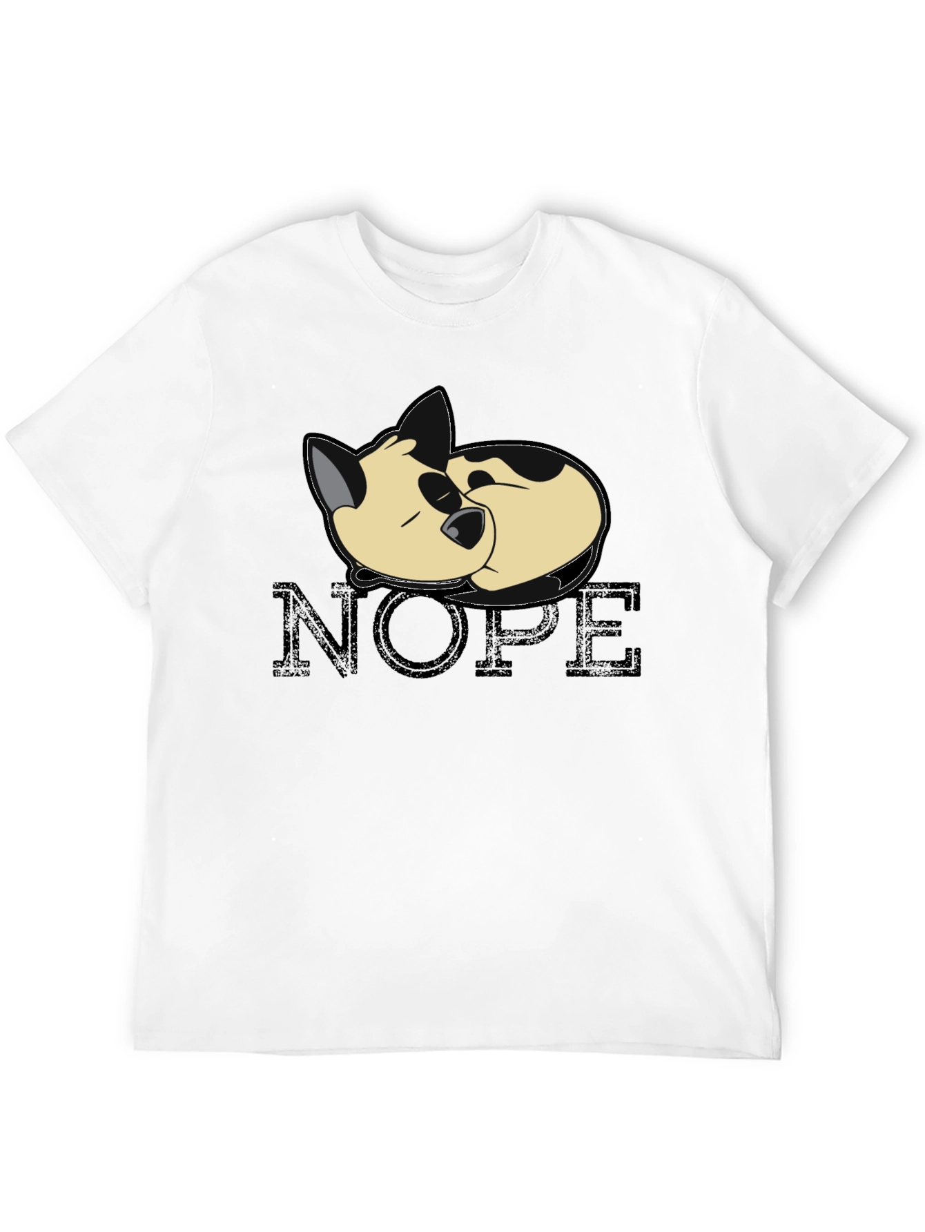 Black Nope Cat Black T-Shirt - Relaxed Sleepy Kitten Tee view 12