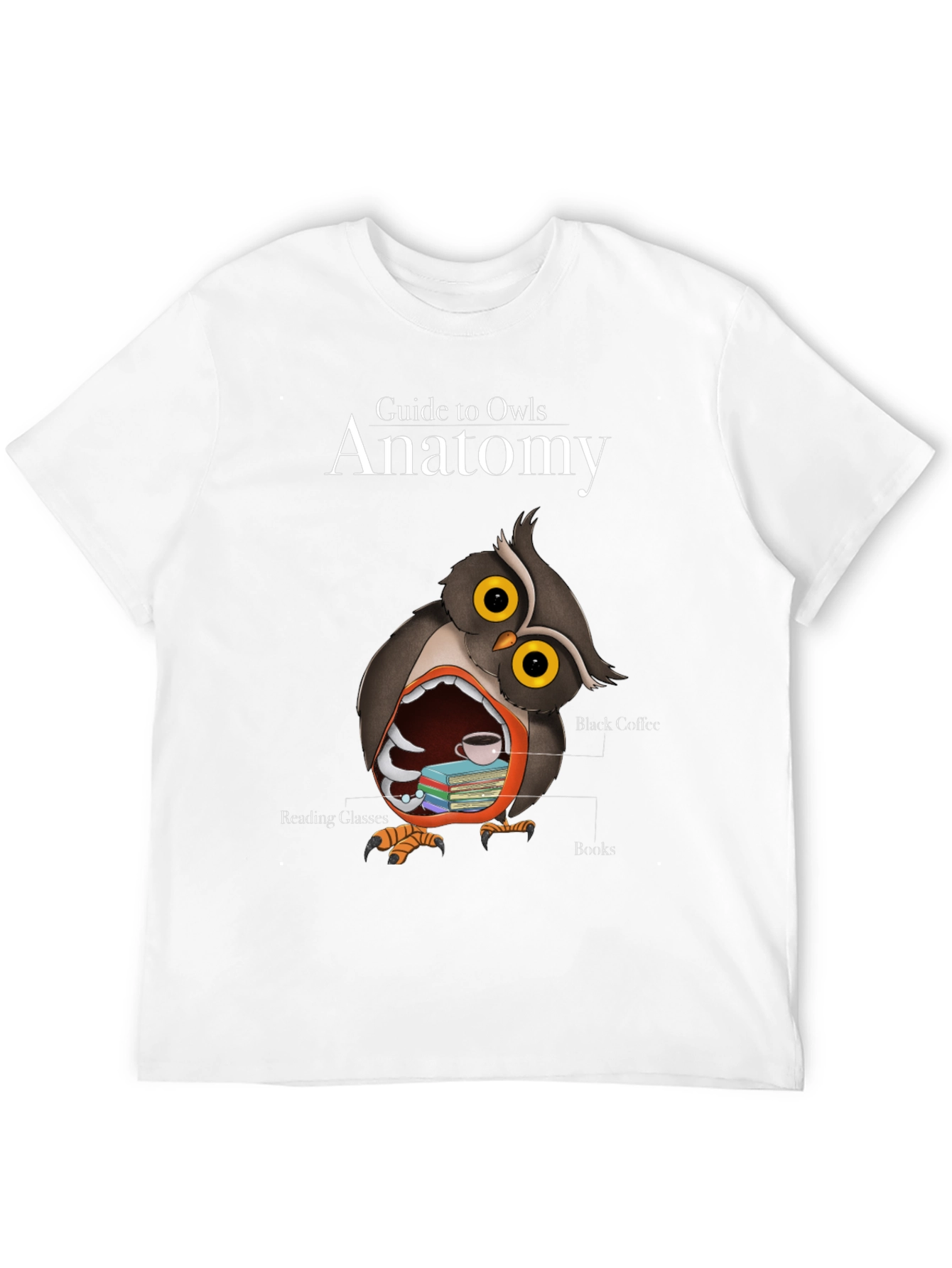 Black Owl Anatomy T-Shirt - Guide to Owls Novelty Tee view 12