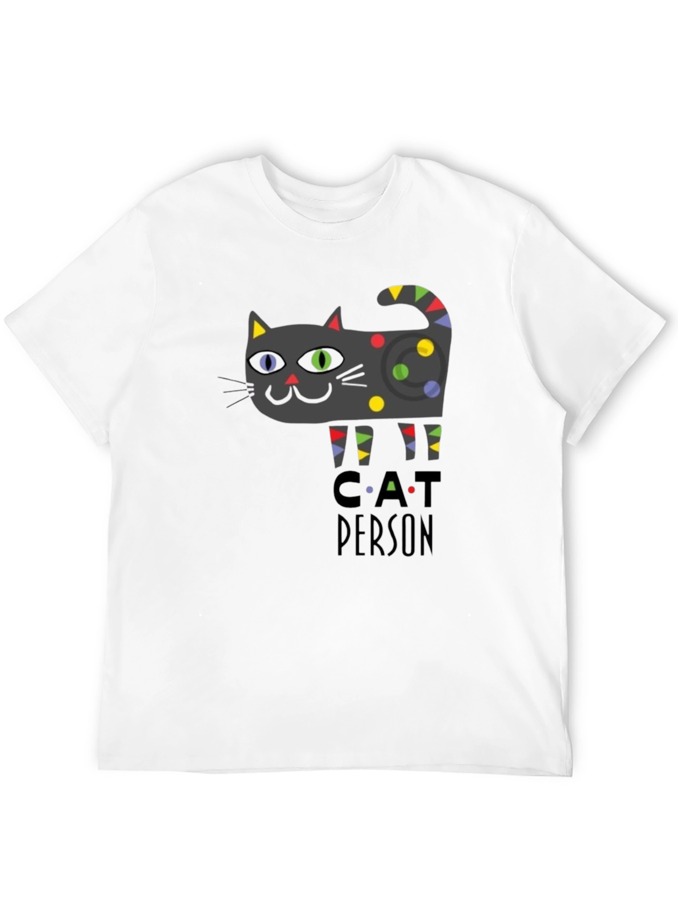 Black Cat Person Graphic Print T-Shirt - Novelty Tee view 12
