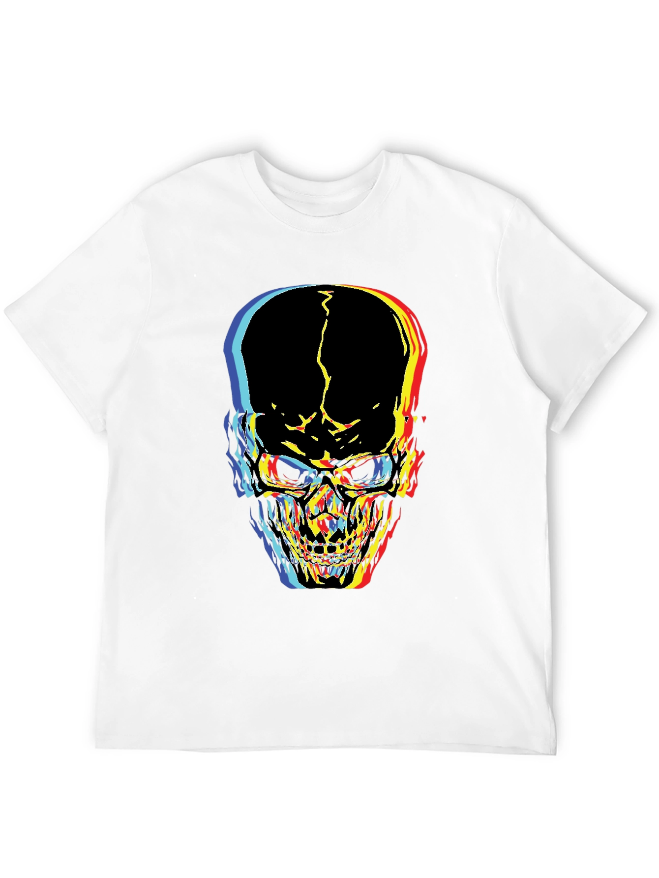 Black Distorted Skull Graphic Black T-Shirt view 12