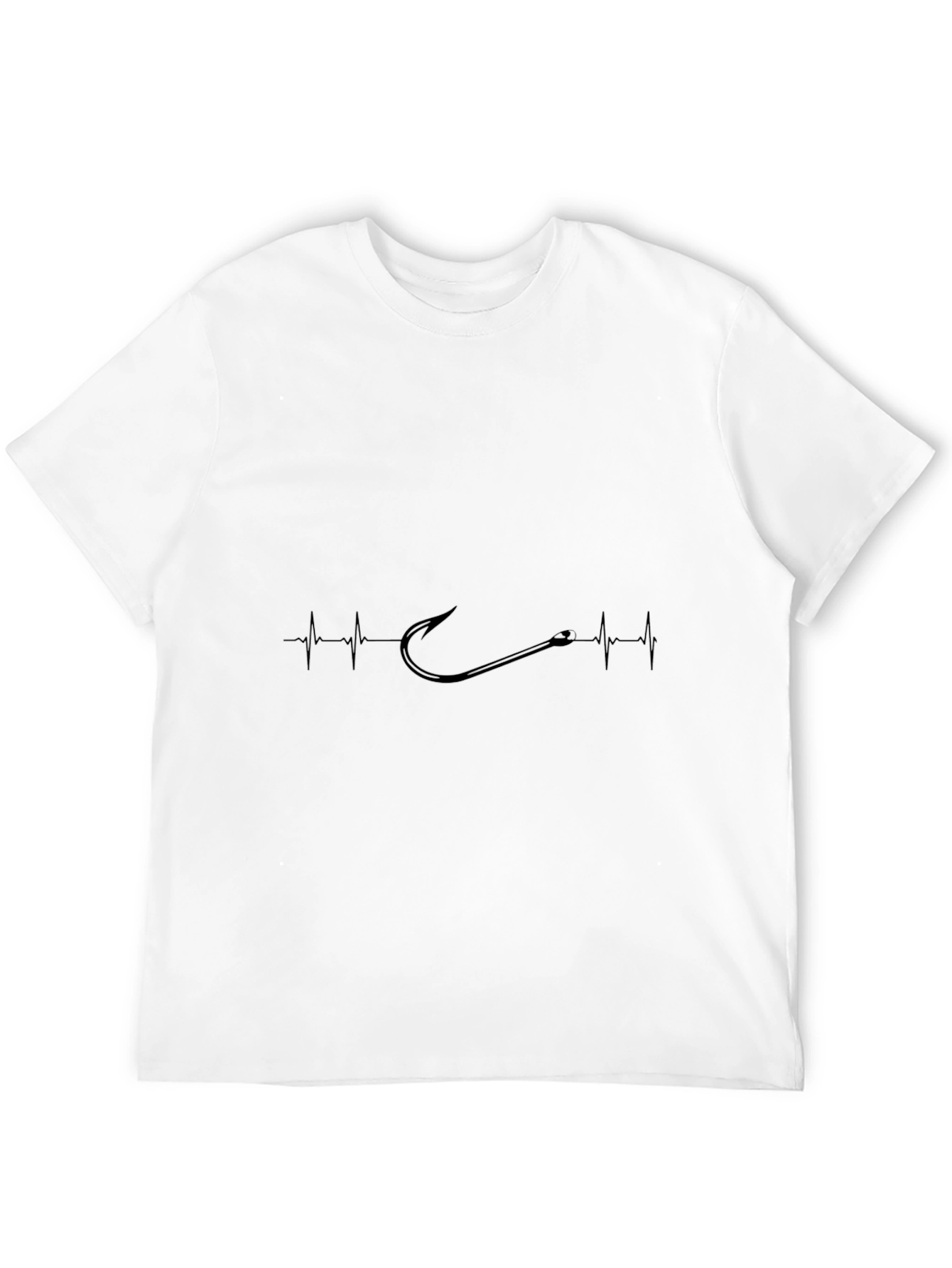 Black Fishing Hook Heartbeat T-Shirt - Angler's Passion view 12