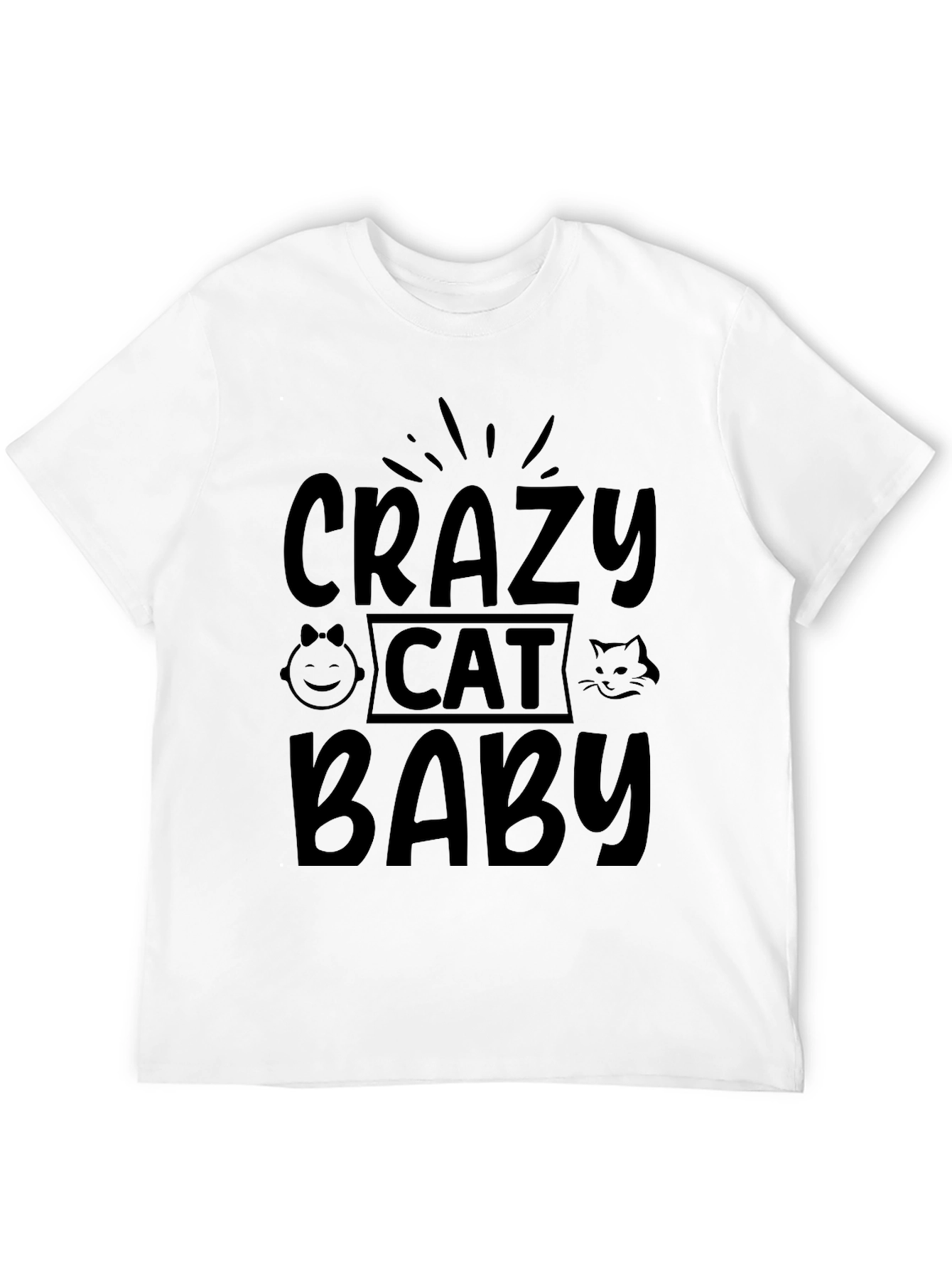 Black Crazy Cat Baby Black T-Shirt view 12