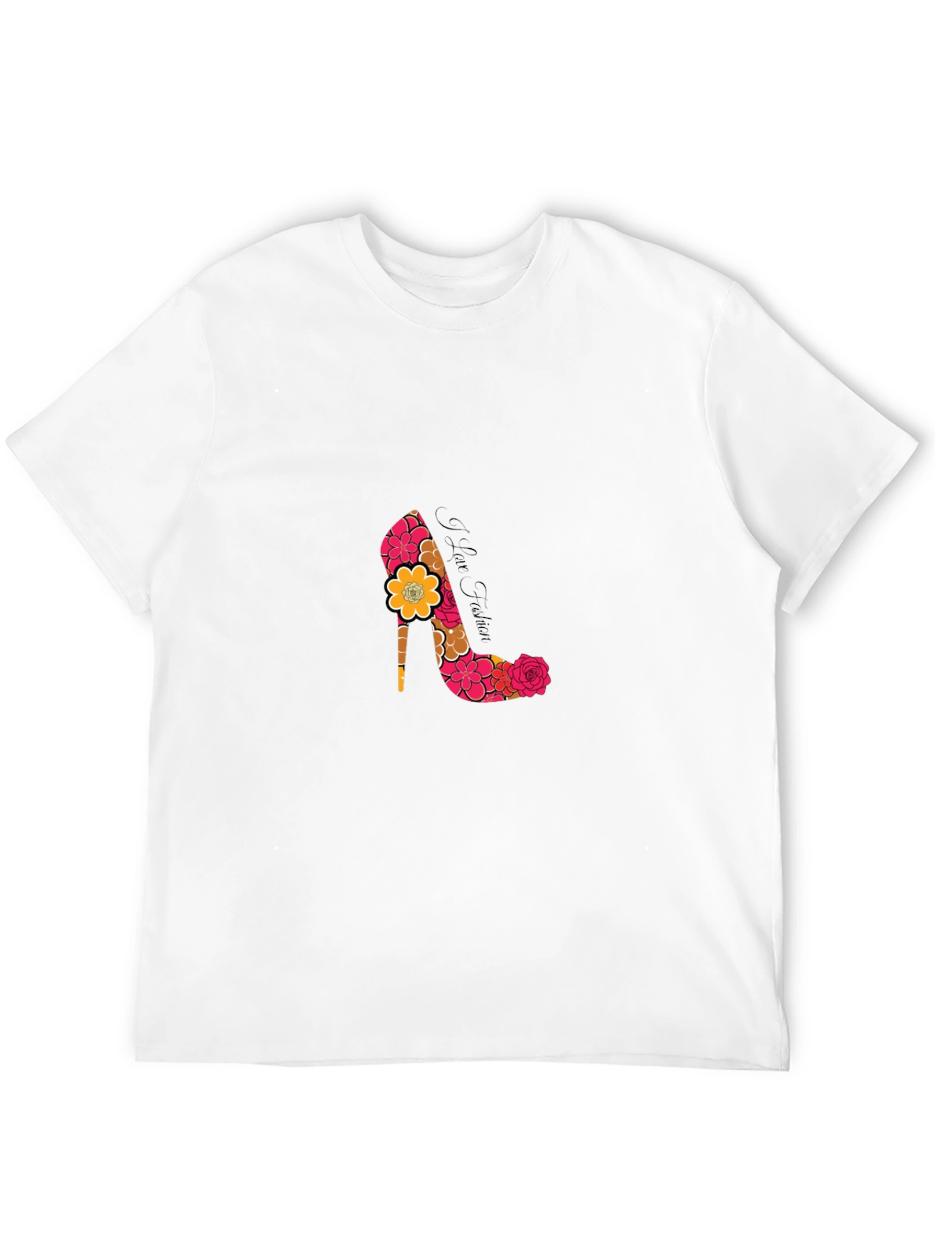 Black Floral Heel Print Black T-Shirt view 12