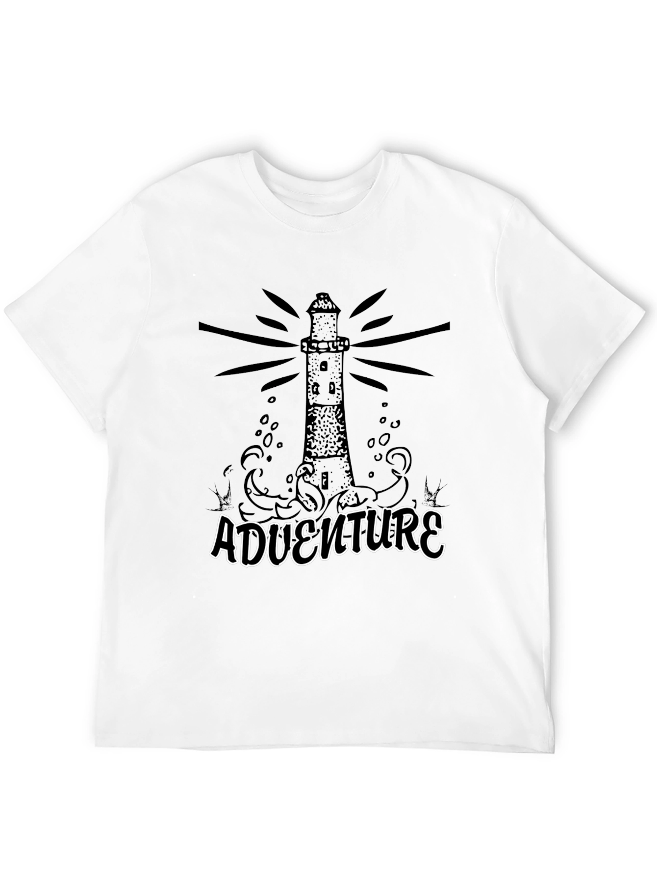 Black Adventure Lighthouse Graphic Tee - Black Cotton view 12