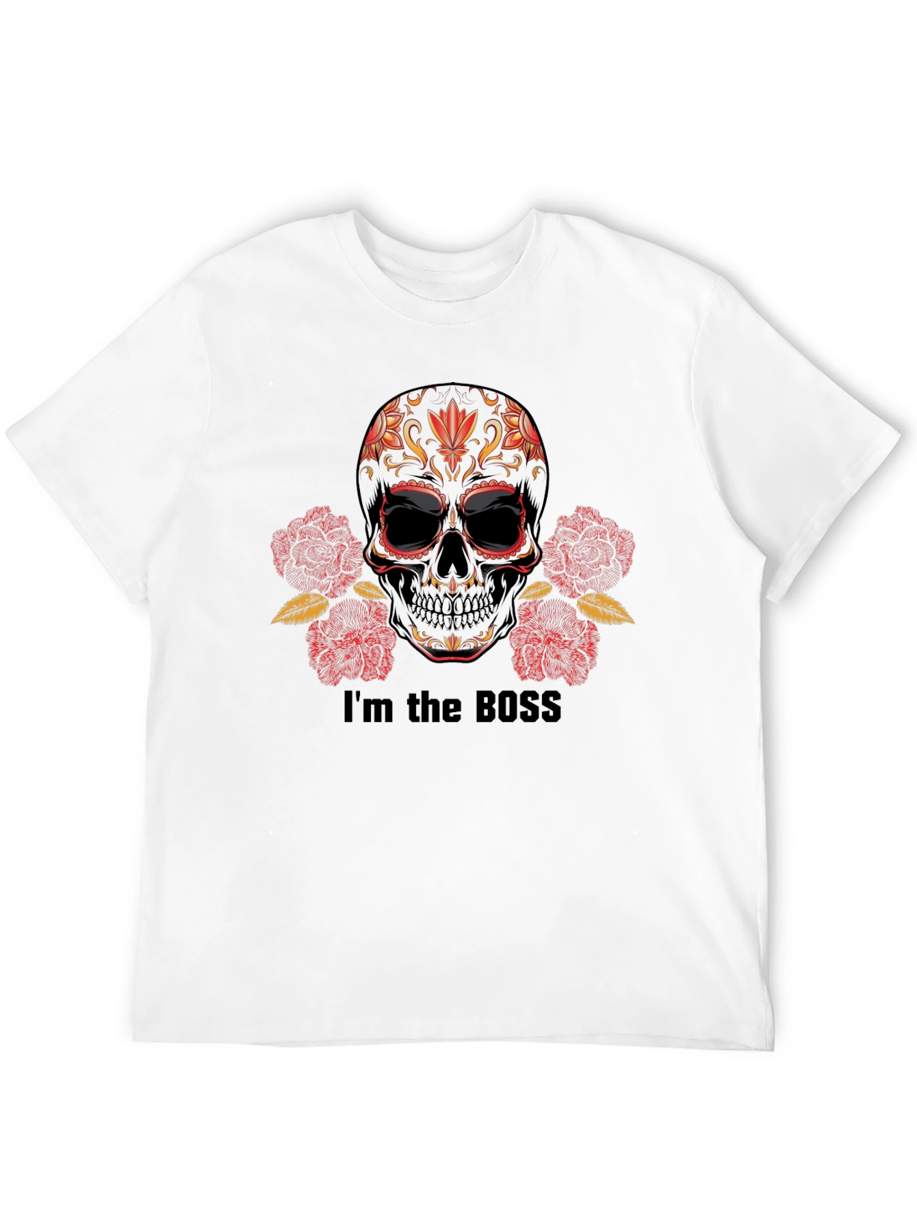 Black I'm the Boss Sugar Skull T-Shirt view 12