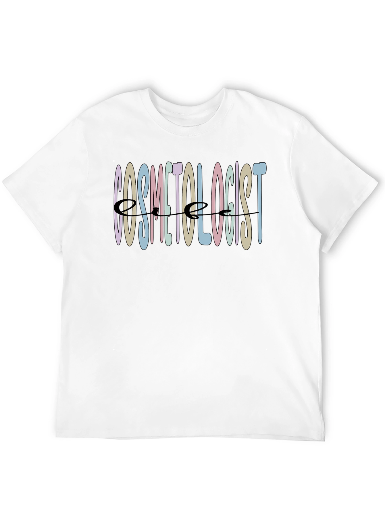 Black Cosmetologist T-Shirt - Pastel Text Stylist Tee view 12
