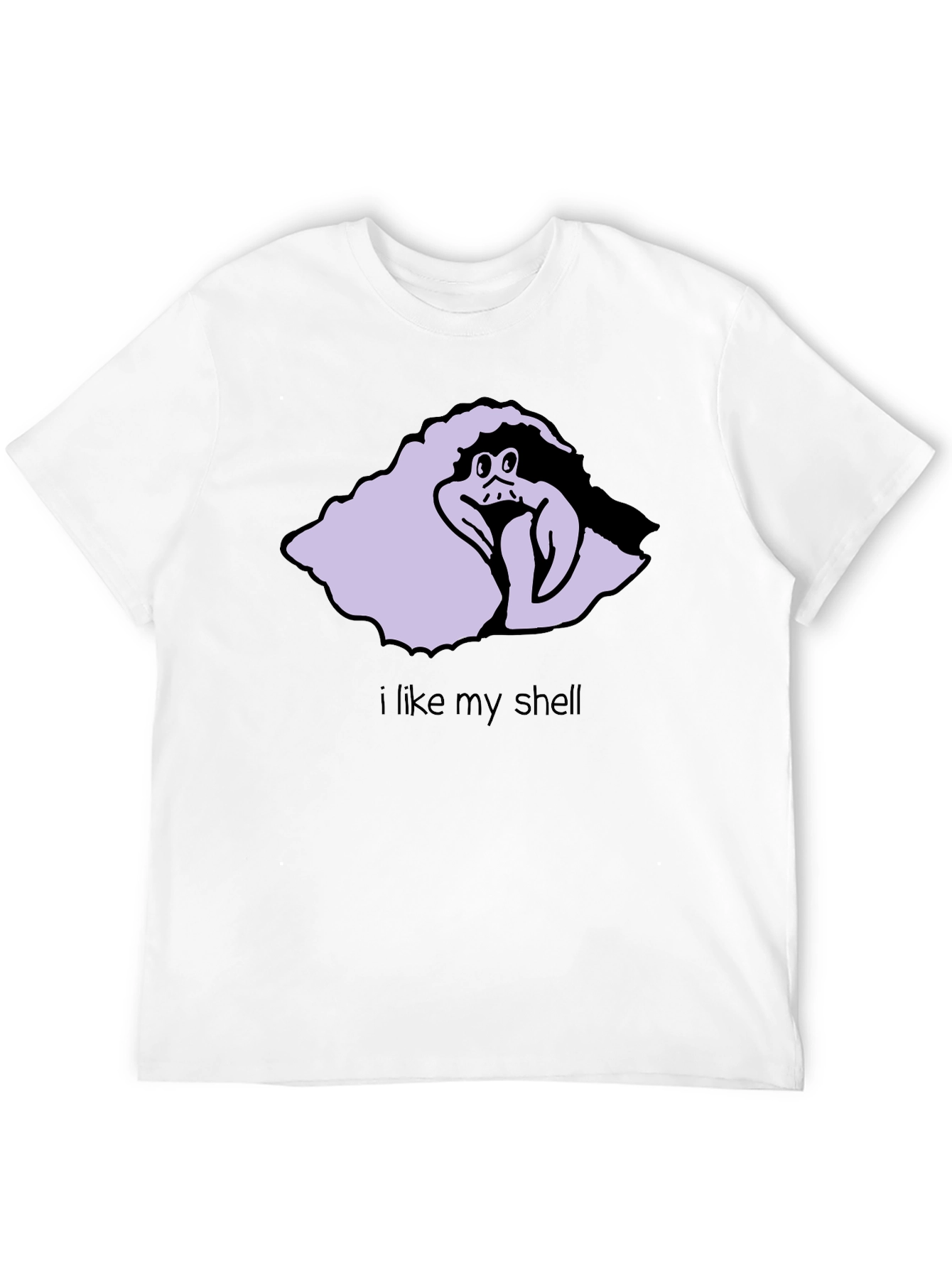 Black Funny Cartoon Hermit Crab T-Shirt - I Like My Shell view 12