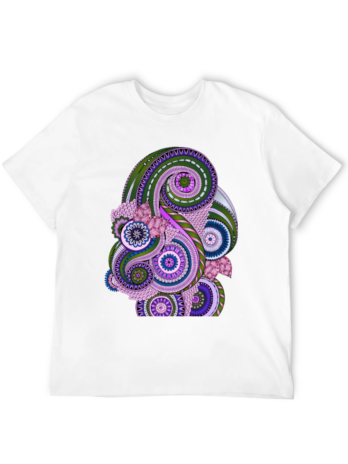 Black Paisley Pattern Black T-Shirt - Stylish Casual Wear view 12